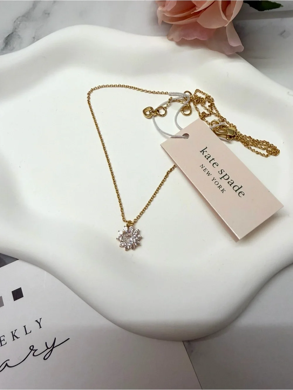 kate spade Gold Crystal Floral Cluster Necklace